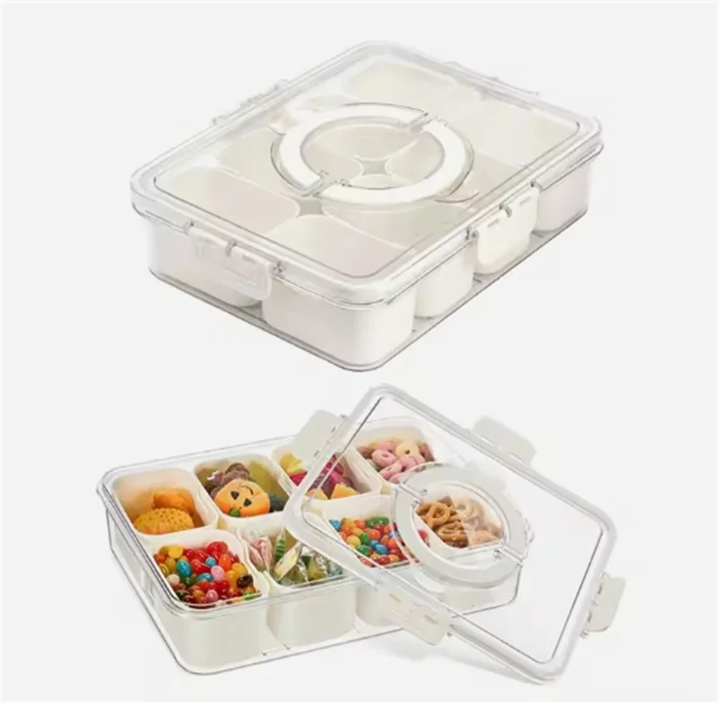 Прозрачный пластиковый поднос для еды с 8 отделениями крышкой и ручкой коробка специй контейнер хранения приправ