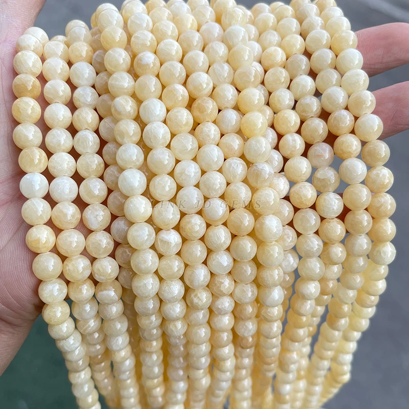 JD  4/6/8/10/12mm Natural Stone AAA Yellow Chalcedony Jades Spacer Round Beads for Jewelry Making DIY Bracelet Necklace