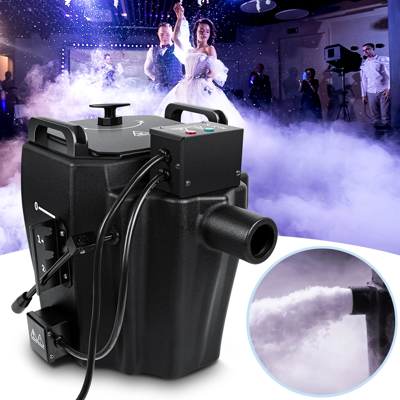 3500W Dry Ice Fog Machine with SOMG Lights and Remote Control Power Stage Equipment for Wedding Disco DJ Party