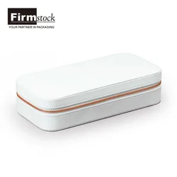 Custom white storage Leather Small zipper jewellery Boxes luxury Portable ring Travel Jewelry box Organizer