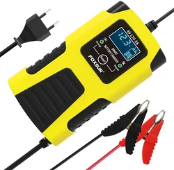 Foxsur Automatic Car Battery Charger 6V/12V 2Amp with LCD Display Intelligent Battery Charger