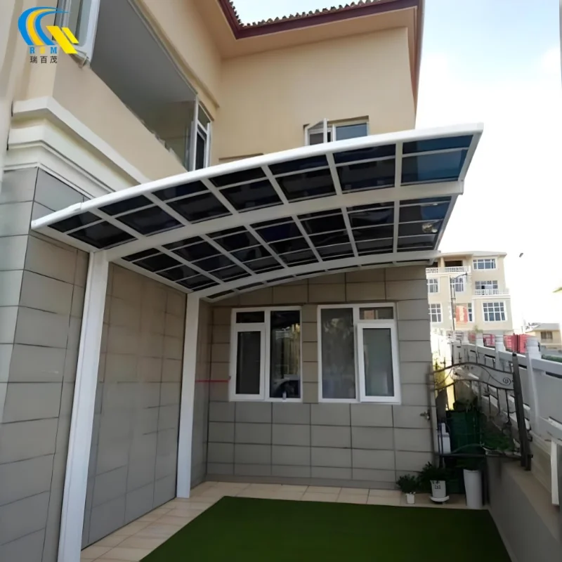 Modern Design Aluminum Alloy Single-Sided Carport Multifunctional Rain Sun Protection Parking Garage Steel PC Cars Outdoor Use