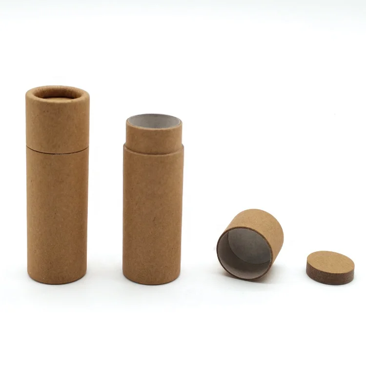 Пустой биоразлагаемый бальзам для губ, картонный контейнер, пуш-ап пустые трубки из крафт-бумаги