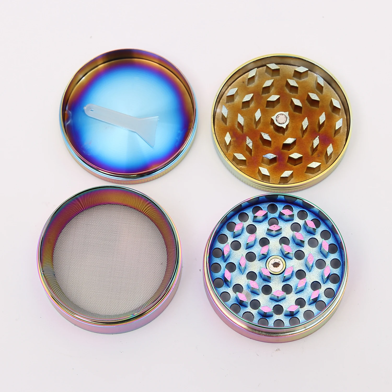 Portable Iridescence 4 Layer Herb Grinder