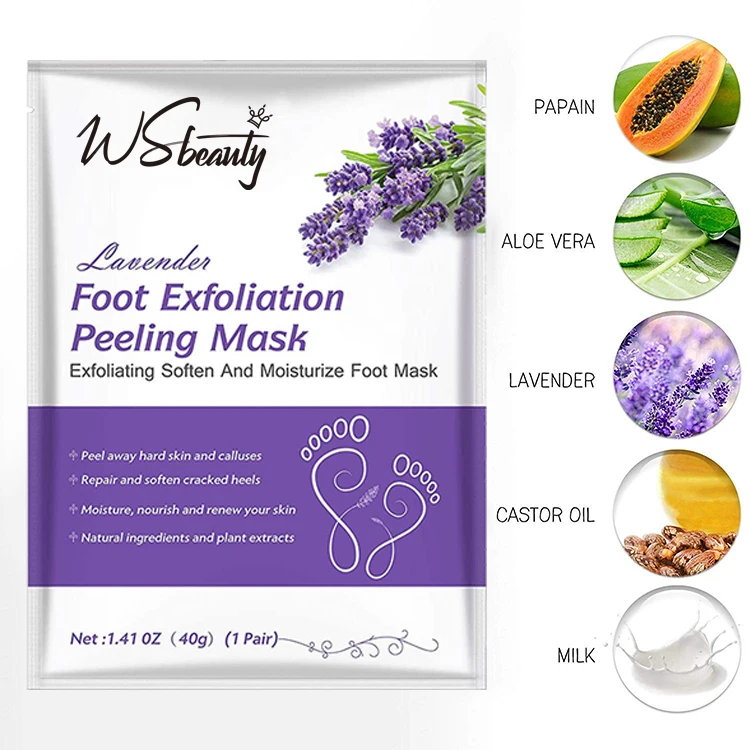 Private Label OEM Treatment Feel Off Vegan Milk Peleeg Moisturizing Exfoliating Lavender Foot Peel Masks