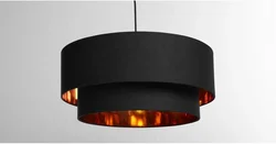 Navy Blue Hardback Drum TC Fabric shade with Brushed Metallic inner linings Copper drum lampshade