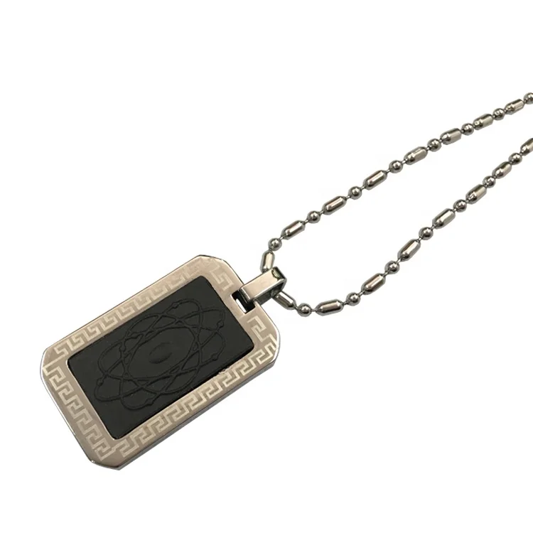 Ebuty EMF Protection Scalar Energy Lava Stone Japanese Energy Necklace Quantum Pendant with 4 Stones