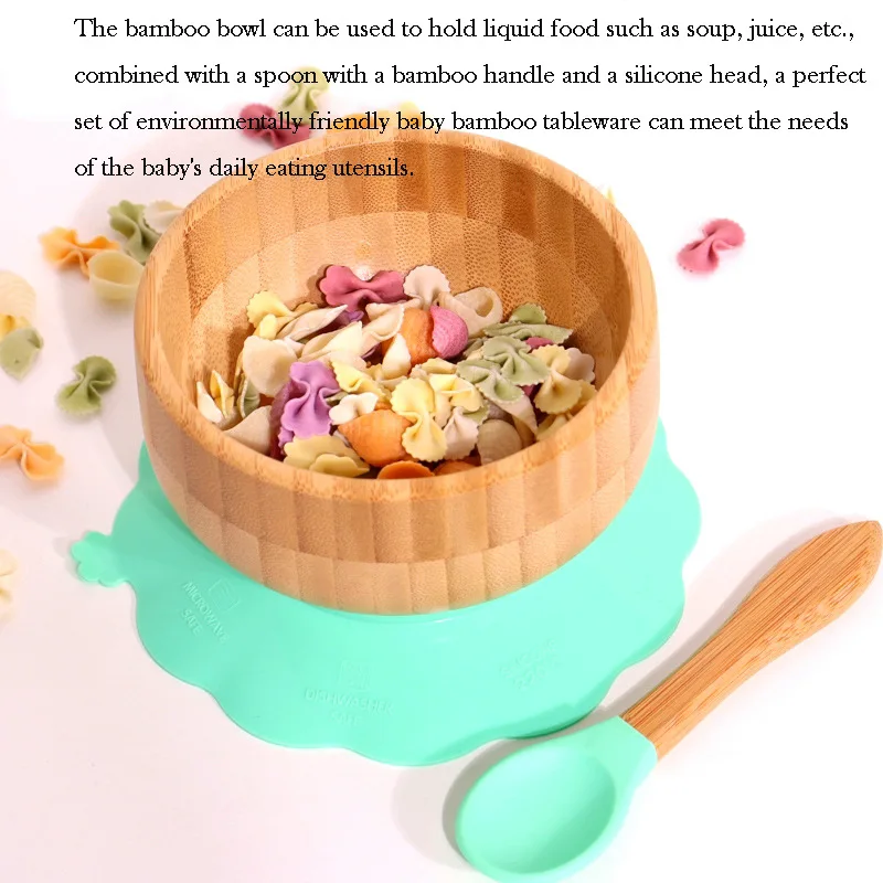 2022 New designer dinnerware  Baby Dinner Set food grade bamboo baby plate with silicone suction plates and bowls for toddlers
