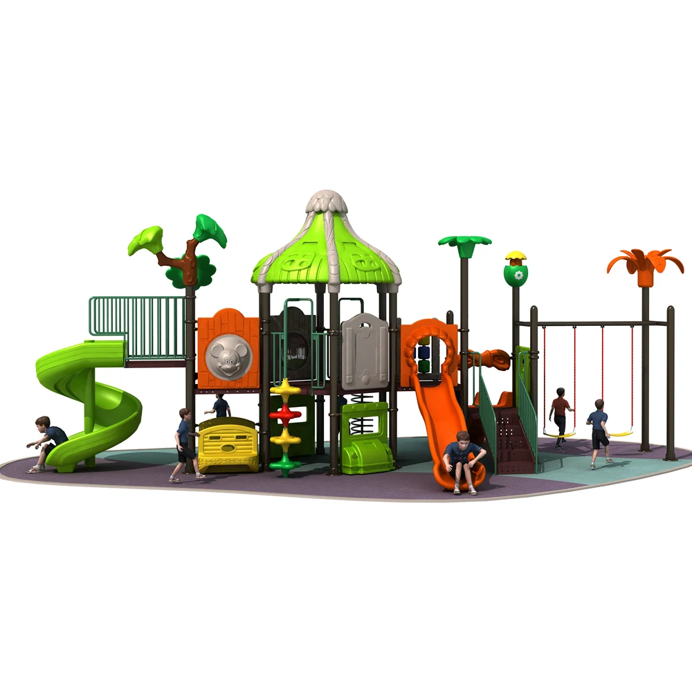 Commercial outdoor kids plastic swing and slide set playground outdoor   kids
