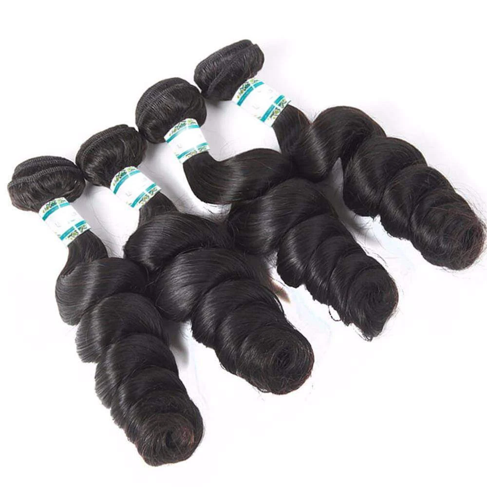 Synthetic Hair Bundles With Lace Closure Loose Wave Bundles Luxury Long Extension Braiding Unprocessed Human Hair Extension