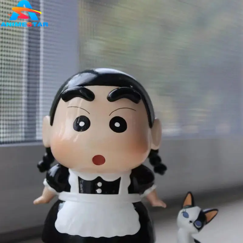 Cute Anime Crayon Shin-Chan Figures Doll Cartoon Creative Q-Version Shin-Chan COS Maid Model Ornaments Kids Toy