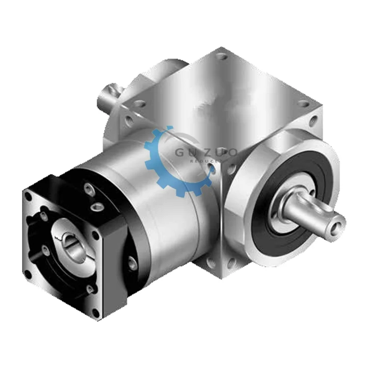 Guzuo Hot Sale AT240-FL Output Shaft Right Angle 90 Degree Bevel Precision Steering Gearbox With Ratio 1 2 3 4 5 7 Steppr Motor