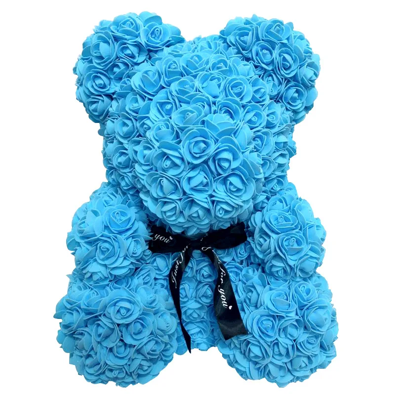 
25Cm 40Cm Size Valentines Day with Styrofoam Giant Mini Foreve Artificial Flower Teddy Rose Bear Gift Box 