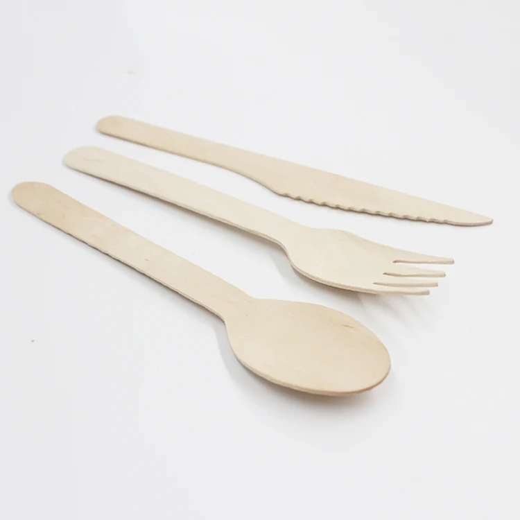 Wooden Spoon Fork Knife Flatware Set Disposable Wooden Cutlery Set