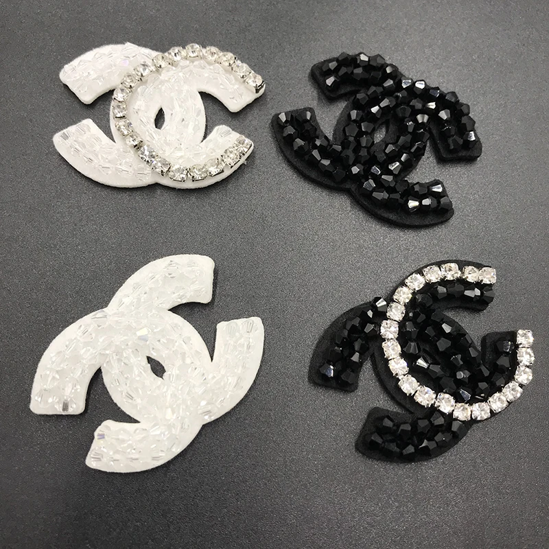 Heavy handmade nail bead brand LOGO double C perfume bottle, clothing, hat, shoes, decoration accessories, patch patch.