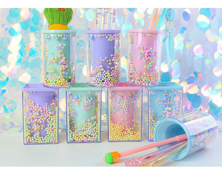 Best selling creative desktop storage brush pot pen holder romantic tubular rack