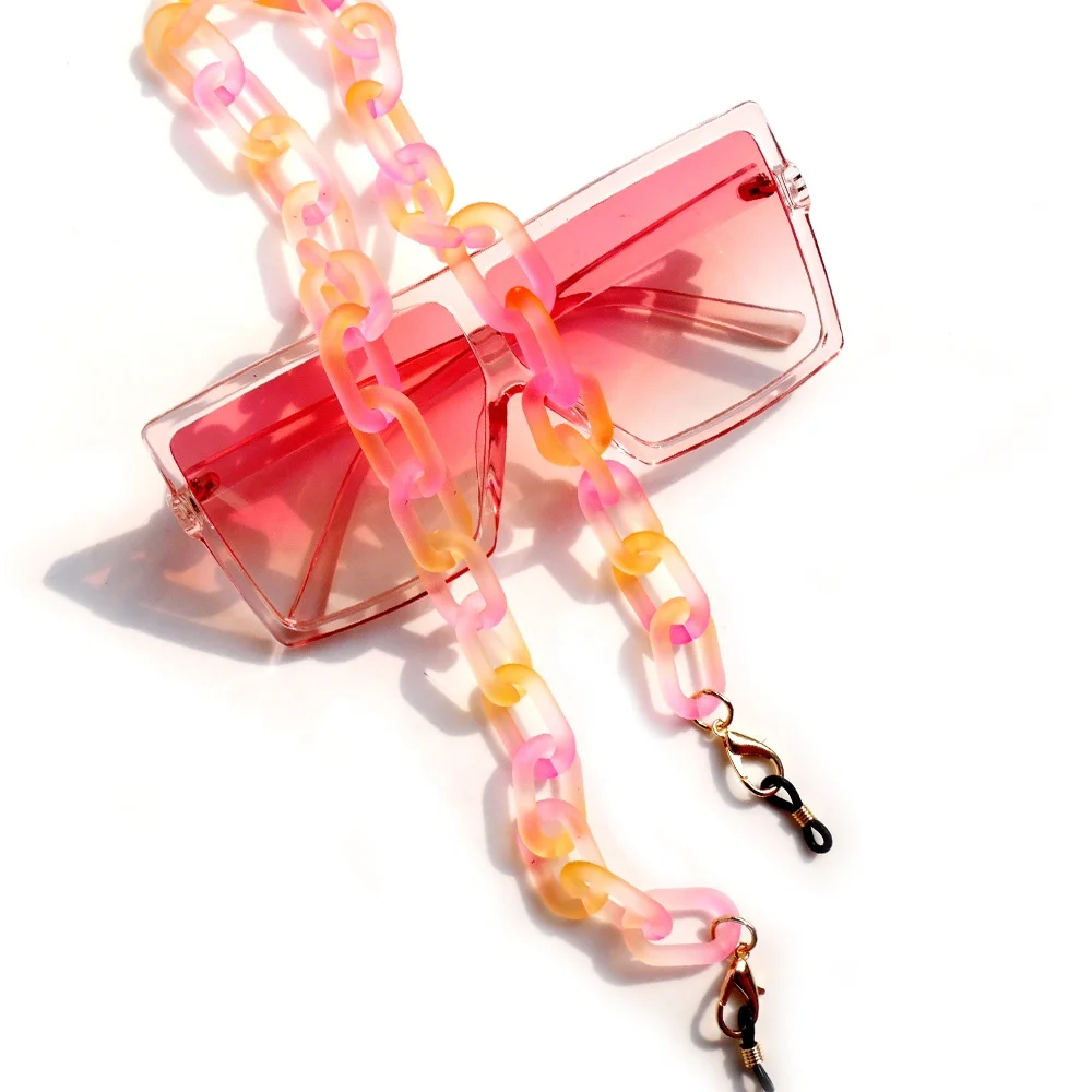 Jelly Color Acrylic Chunky Masking Holder Necklace Eyeglasses Cord Eyewear Accessories Sunglasses Chain Reading Glasses Strap