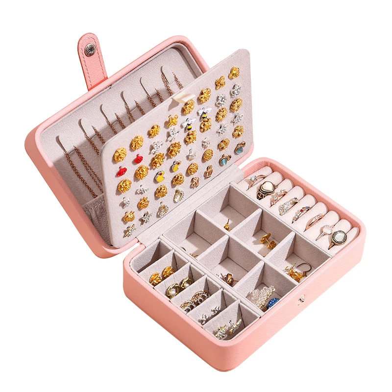 Low Moq Leather Jewellery Box Luxury Earring Bracelet Necklace Ring Storage Box Jewelry Organizer Box