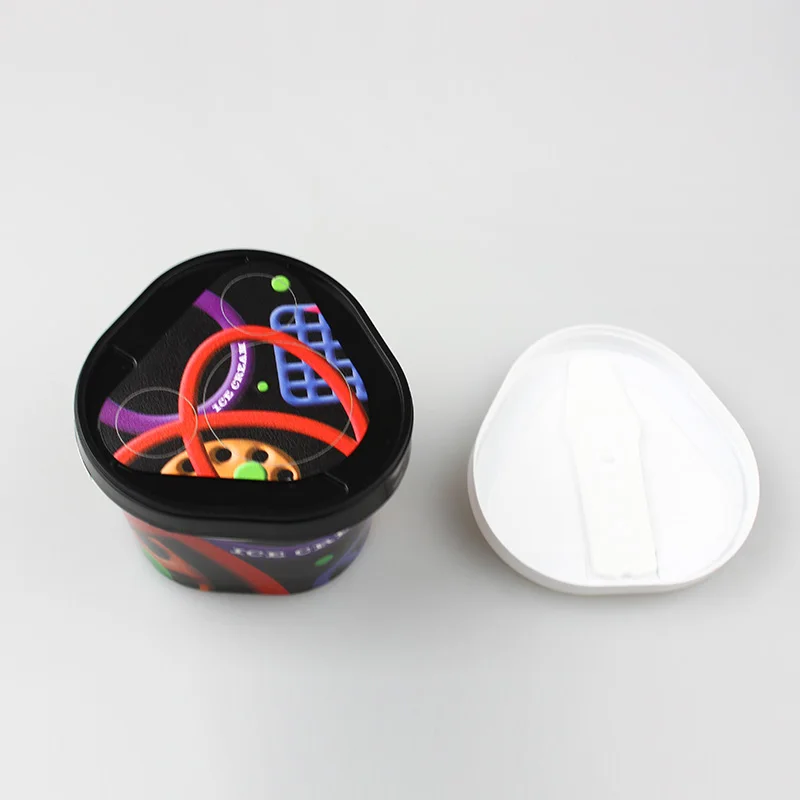 Disposable Paper Cup Thickened Custom Ice Cream Dessert Paper Bowl Paper Cup Triangle Injection Cover Customization