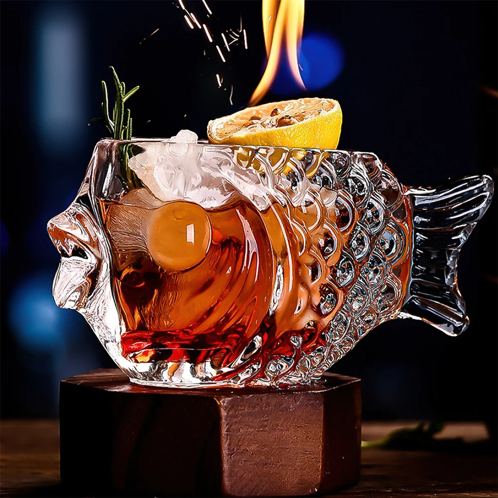 Fancy Bar Drinking Glassware Ornament Glass Cup Creative Fish Shaped Cocktail Glasses
