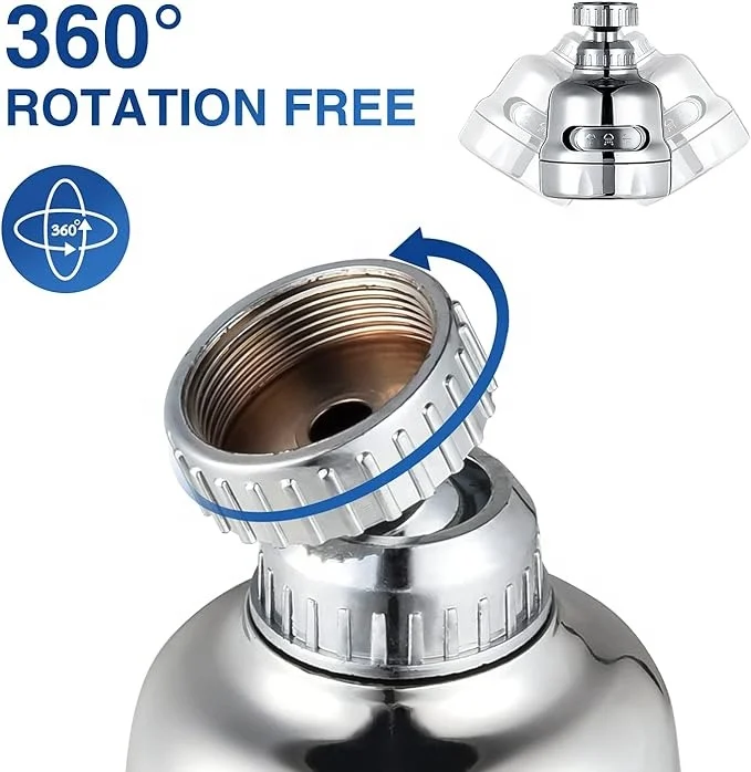 Rotate 3 Modes Kitchen Faucet Boost Extender Water Saving High Pressure Nozzle Adapter Adjustment 360 Rotatable