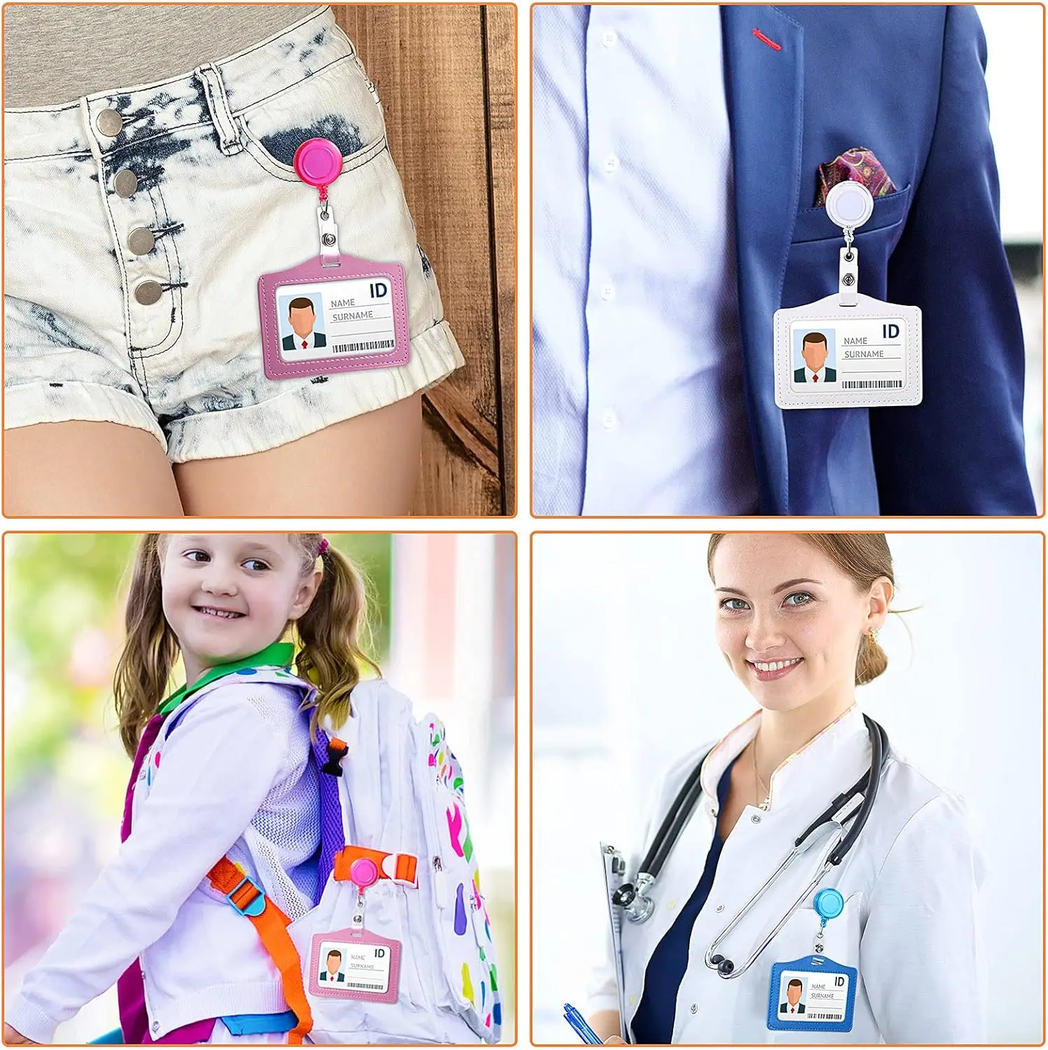 Hot Sales Retractable Nurse Doctor ID Card Badge Holder with Name Card Case Fashion Medical Tool ID Clip Credit Card Cover