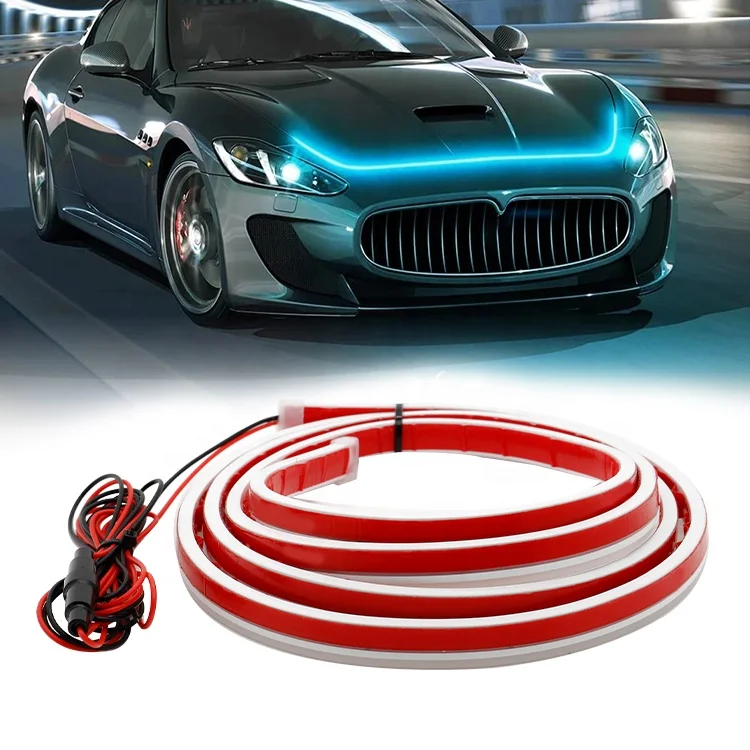 DIY Car Hood Flexible Led Strip Light 12V White Daytime Running Lights Decoration Backlight Long Auto Atmospere Lamp Universal