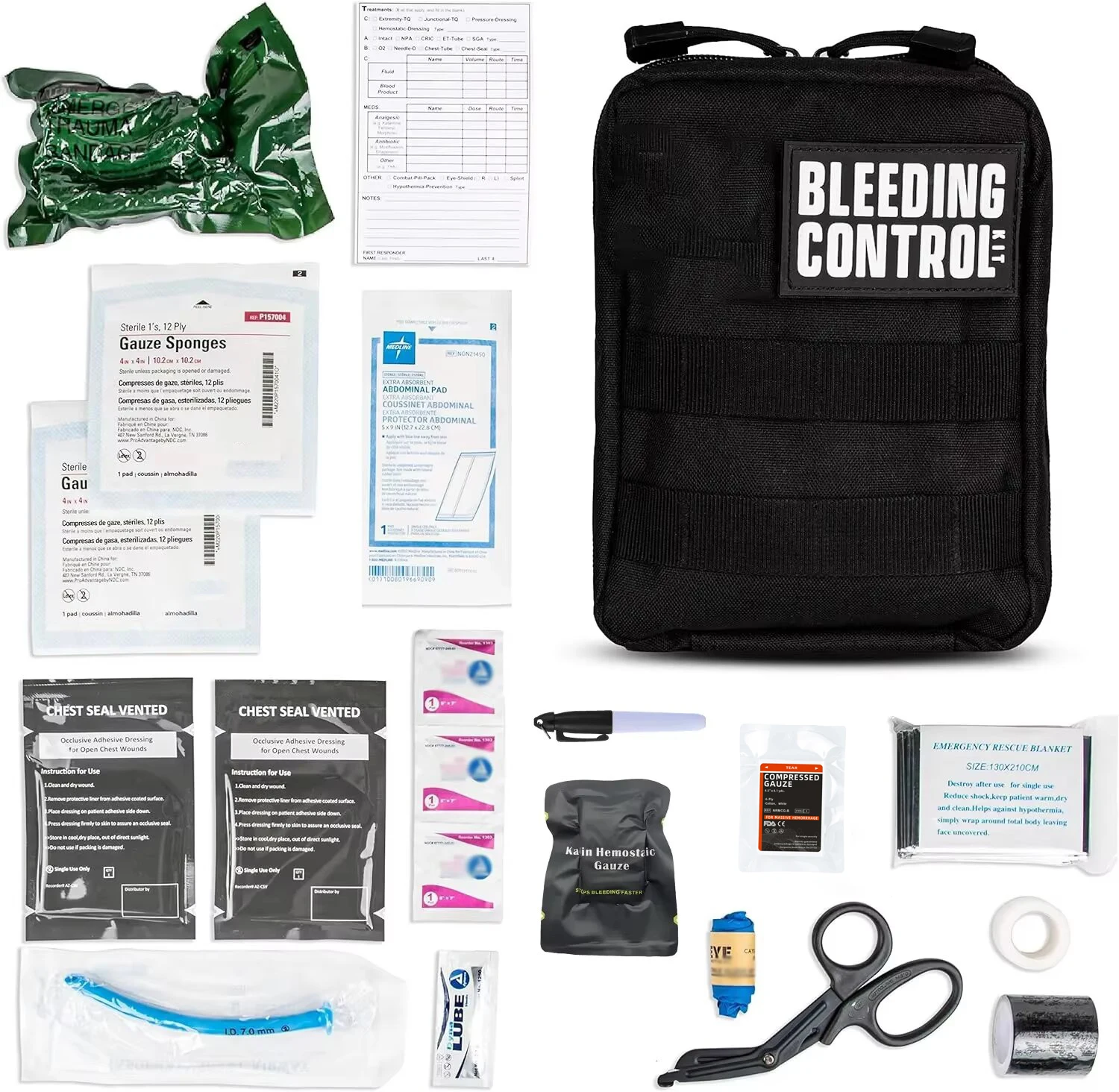 2025 IFAK Tactical Medical Rescue Trauma Hemostatic First Aid Kit Pouch Emergency Kit with Tourniquet Hemostatic Kaolin Gauze