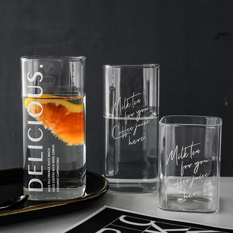 Creative Clear Painting Glass Coffee Tea Juice Milk Beer Liquor Drinking Cup With Art Breakfast Beverage Yoghurt Cola Water Cup