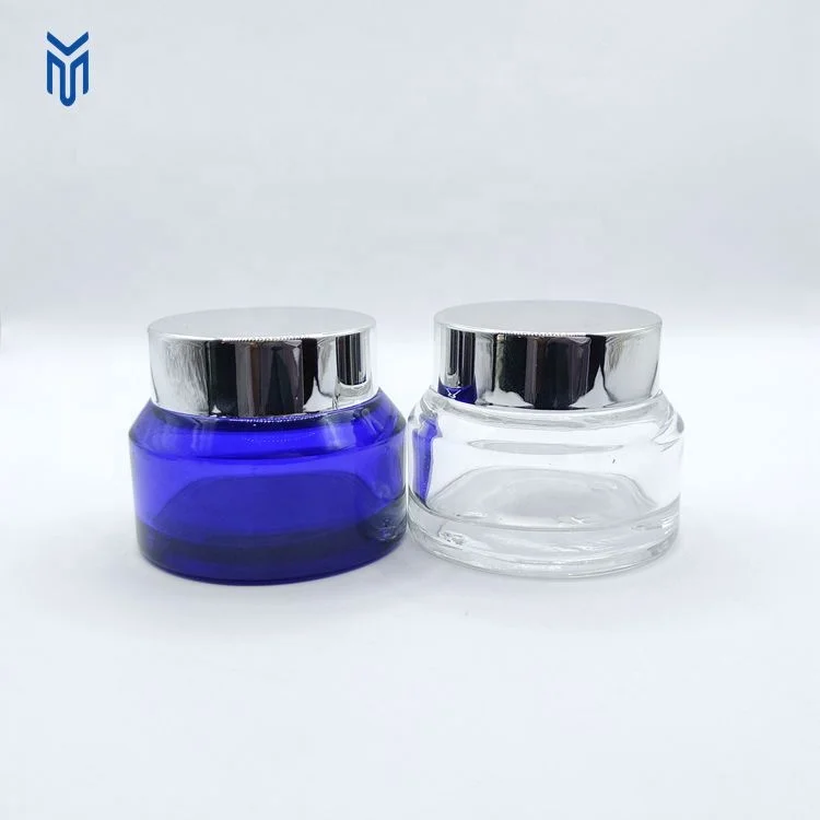 Wholesale 38mm 40mm gold silver cosmetic jars screw cap electroplating plastic lid glass jar gold lid