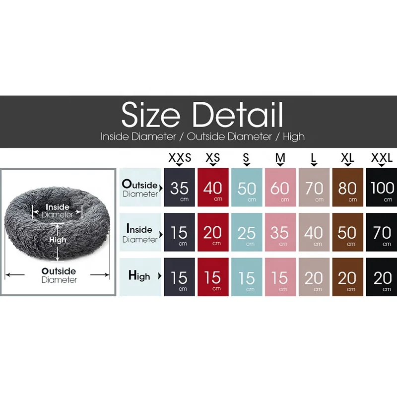 Factory Custom Ultra Soft Round Long Fleece Plush Waterproof Calming Pet Dog Bed Removable Indoor Sleeping Nest Cat Dog Cushion