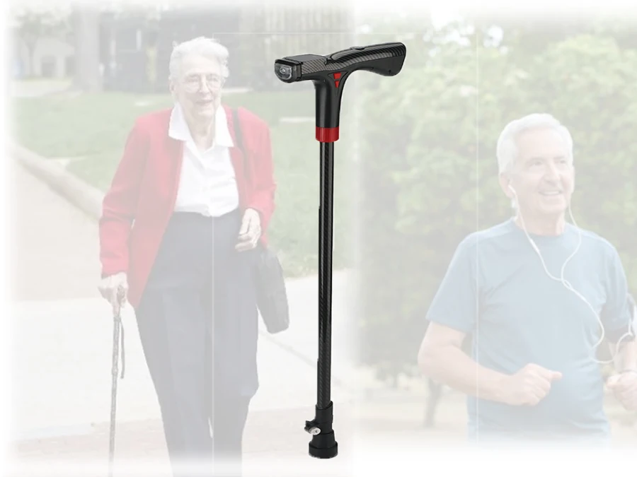 Megastek smart walking stick for elderly with SOS alarm  Heart rate monitoring Temperature monitoring Fall detection alarm