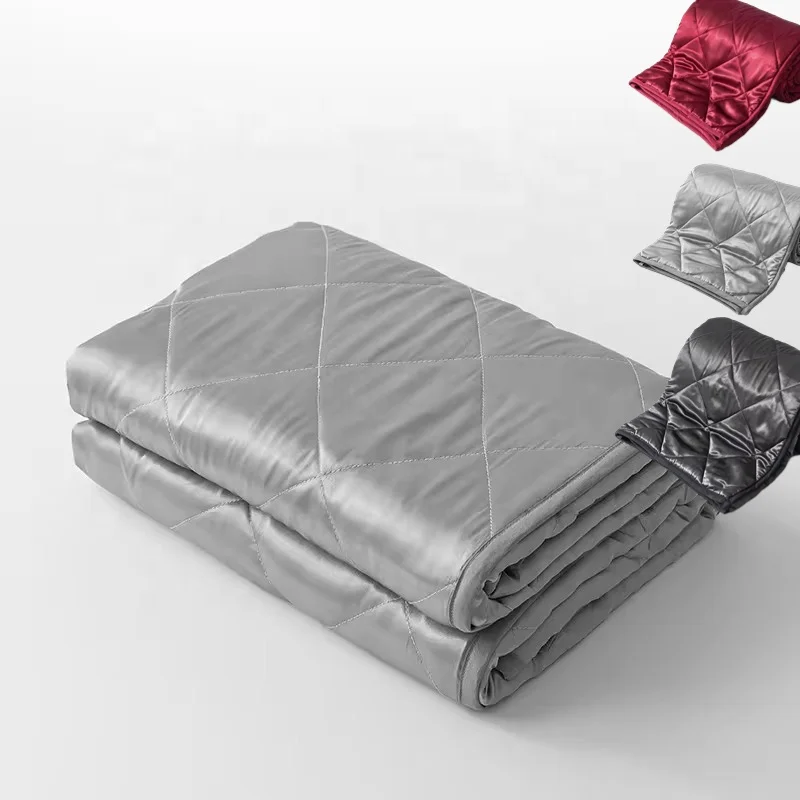 FREE SAMPLE custom cooling summer Wholesale imitated silk satin anxiety relief customized weighted blanket duvet supplier