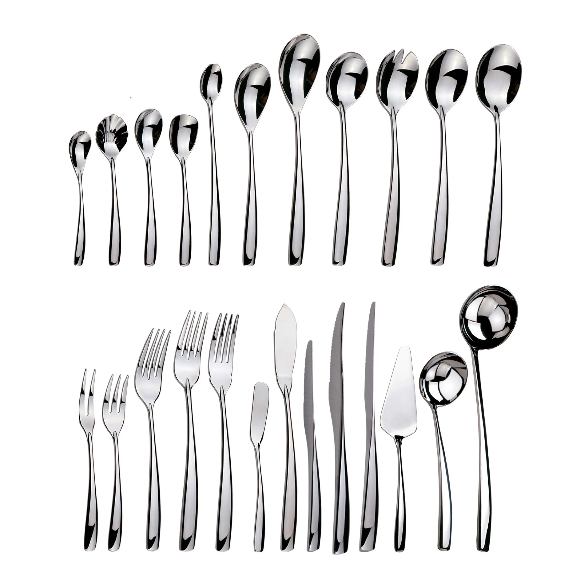 small MOQ modern flatware stainless steel cutlery silverware set spoon and fork cake server