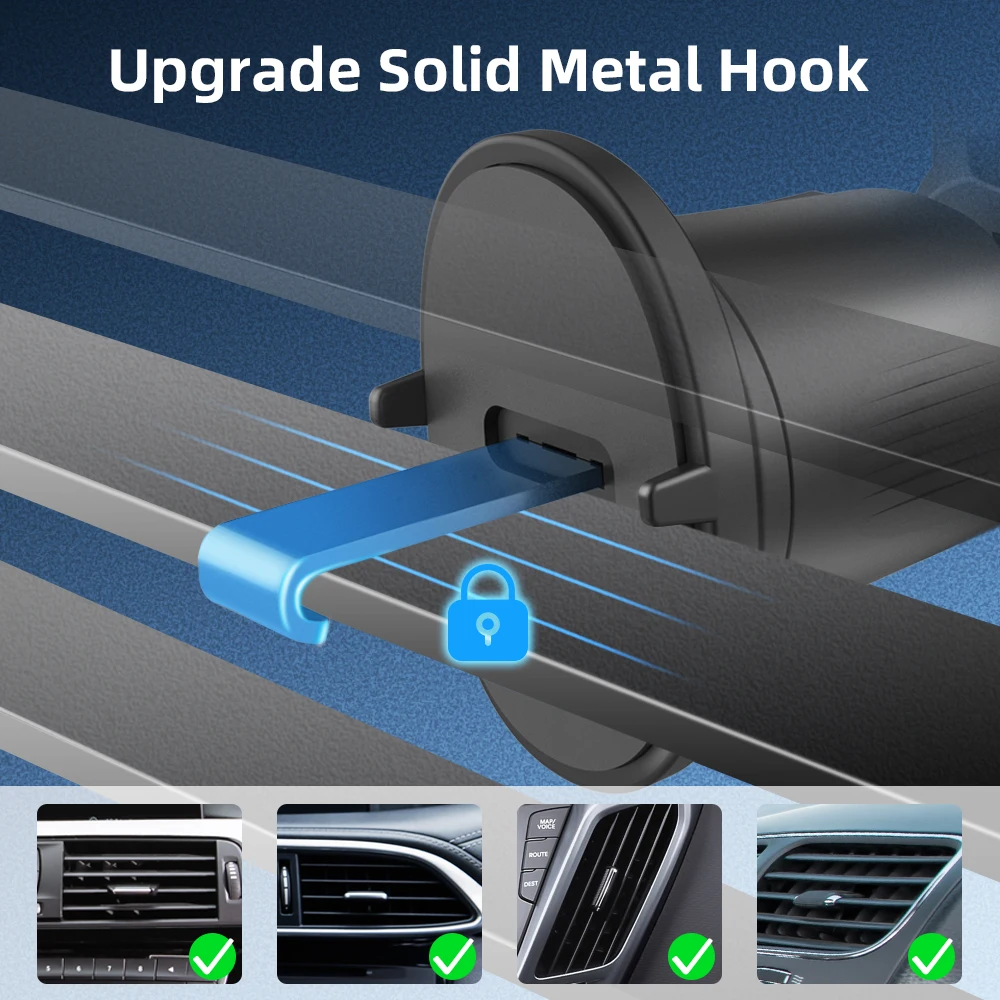 Adjustable bracket magnetic 15W fast wireless charging car phone holder mobile phone holders with charger for car air vent