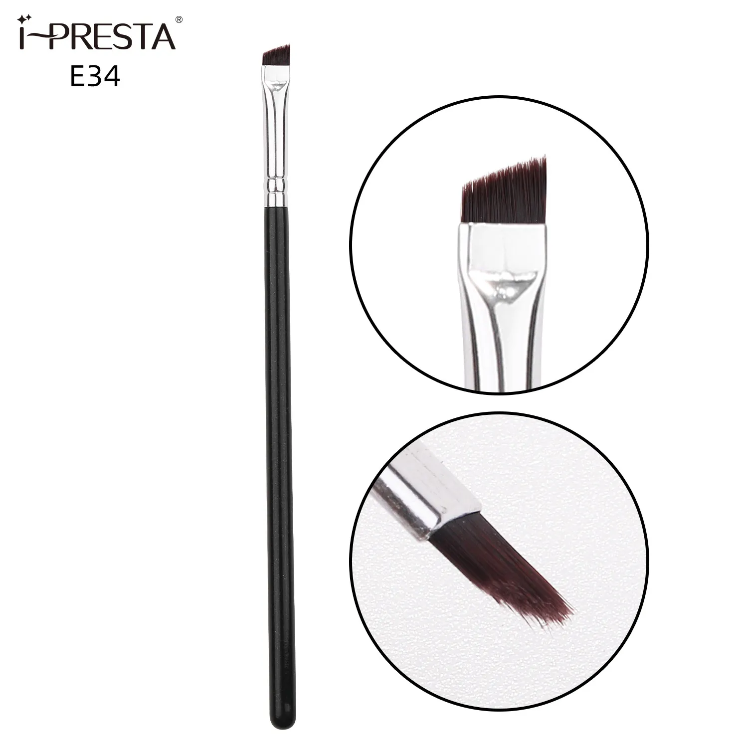 IPRESTA Best Dense Precise Super Thin Makeup Brush One Single Angled Makeup Eyebrow Brush Black For Artist
