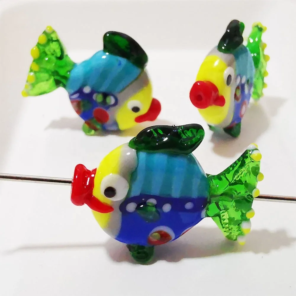 Fish Glazed Bead Murano Lampwork Loose Glass Sea Life Animal Fish Beads for Stringing Jewelry Making Beading Supplies