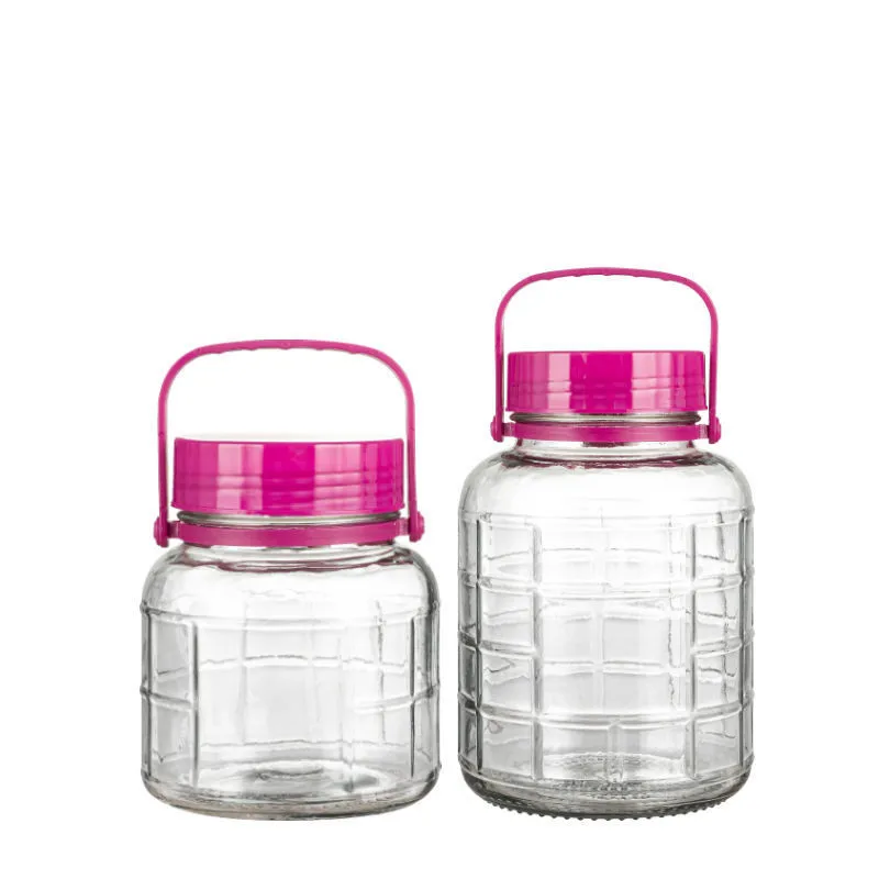 High quality 2 liter bulk glass jar with plastic screw lid wholesale Big 2 liter glass storage jar with plastic lid