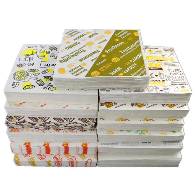 
Custom Hamburger Packaging Paper Printing Wrapping Grease Proof Paper Sandwich Wax Coated Paper 