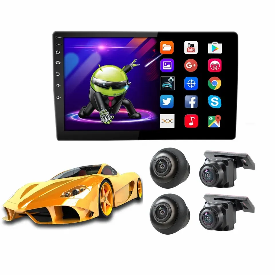 Android display built in 360 degree car panoramic driving reverse system car dvr recorder system  car blind spot detect system