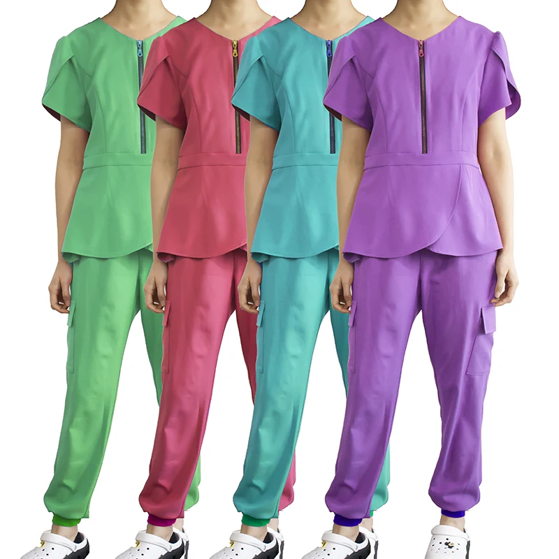
High Quality Custom Label Fashionable Plus Size OEM Service Medical Scrubs Short Sleeves Hospital Uniforms 