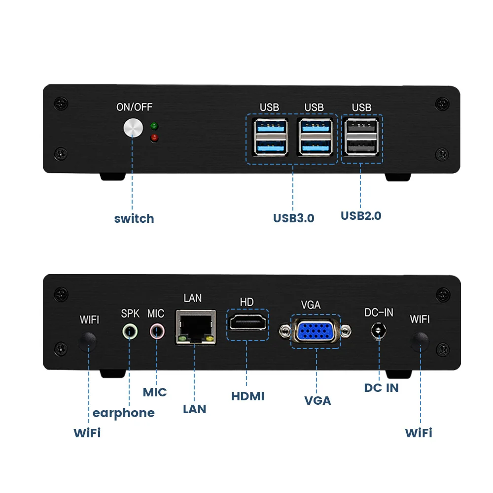 Topton Mini PC Core i5-8265U  Fanless i211 LAN 6*USB RS232  Firewall Appliance AES-NI pfSense Computer Router