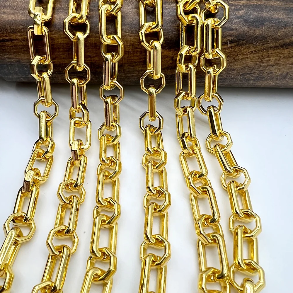 High quality genuine single-shoulder chain alloy hexagonal 24K gold messenger bag women fashion handbag hardware accessories12mm