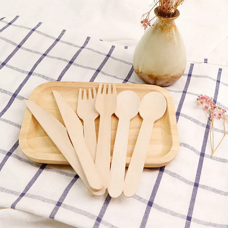 biodegradable natural wooden salad server disposable take away small plain mini disposable wooden forks