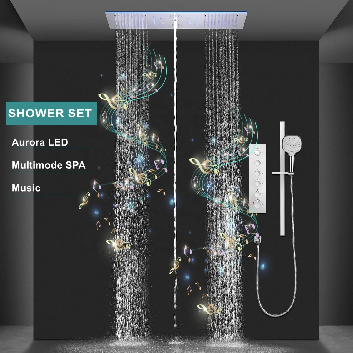 900x300 мм многоцветный светодиодный набор для душа латунные Термостатические Смесители полированный хром из нержавеющей стали струйный спрей шаблон ванной комнаты