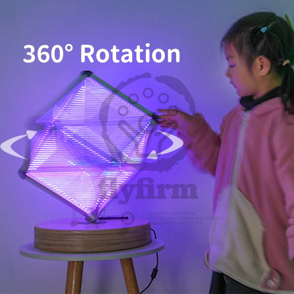 Flyfirm Rotating Infinity Cube with Music-Activated LED Lights - Interactive Sensory Cube for Autism, ADHD, and Home Decor