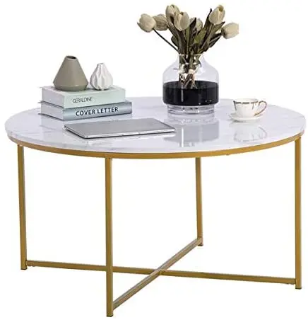 
Combohome Round Marble MDF Coffee Modern Accent Side Tea Table 