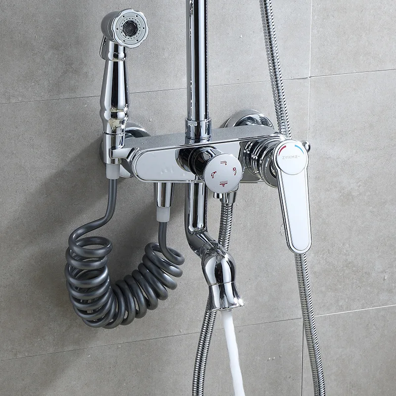 
KAIJ New Design Four water outlet modes Wall Mount exotic Bathroom Rain Bathroom Brass Mixer Shower Bath Set 