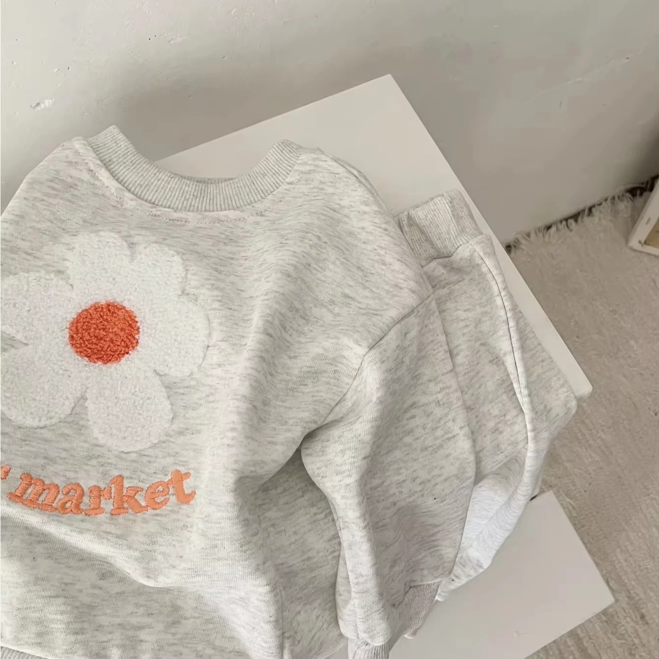 Cotton Flowers Sweatshirt+Pants 2 Pcs Tracksuit Toddler Girl Clothes Set Baby Girls Boutique Outfits