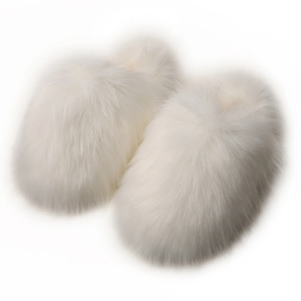 Wholesale warm plush fluffy shoes fluffy slippers female autumn and winter home warm imitation fur non-slip set toe hair drag
